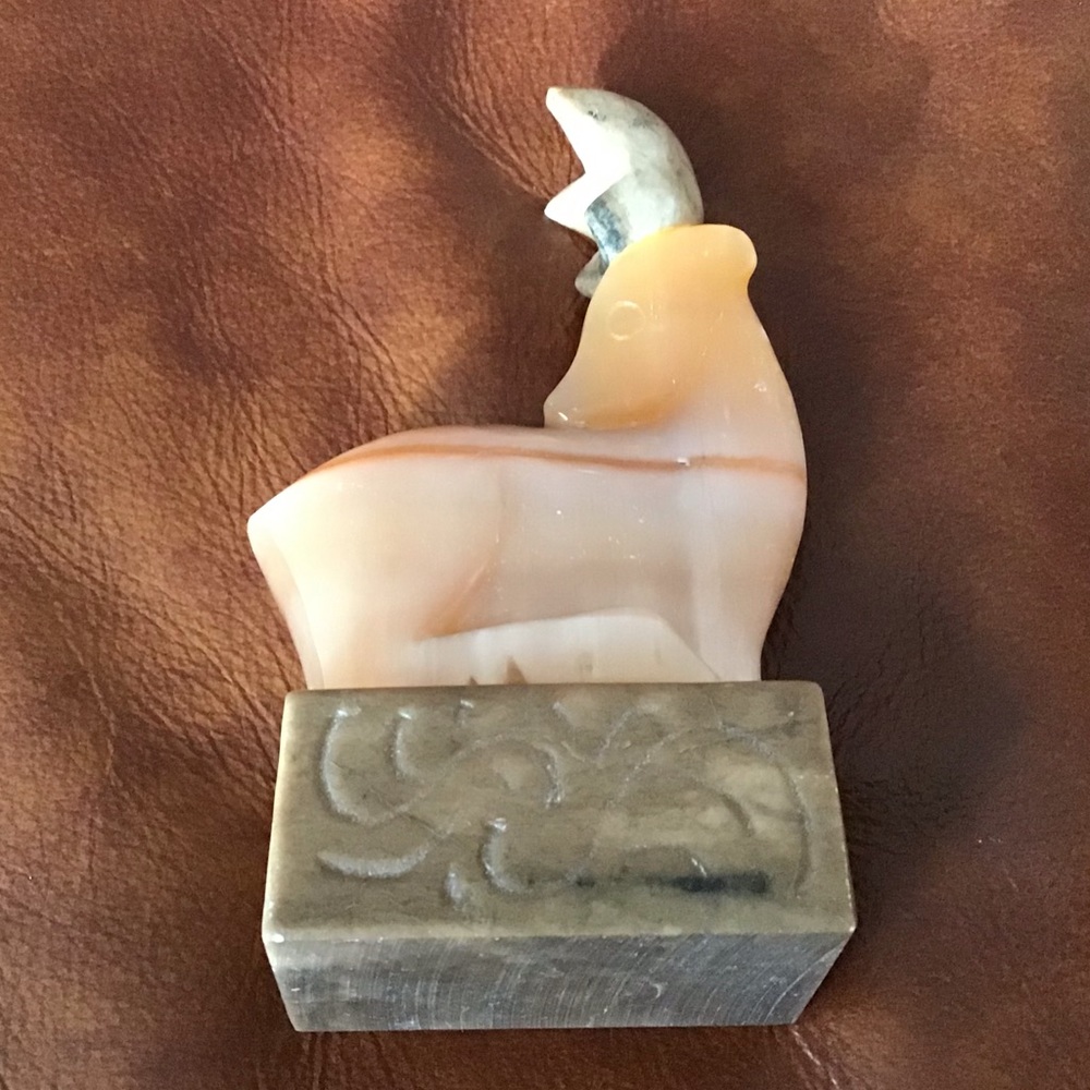 VINTAGE NATURAL STONE DEER BOHO MID CENTURY STATUE
